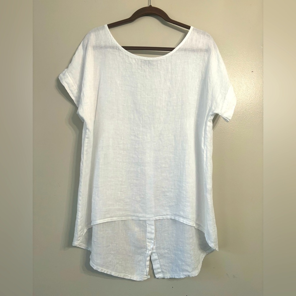 White Linen Women's Tunic Top